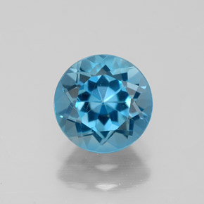 Topazio naturale blu da 1,60 ct, taglio rotondo, VVS-VS