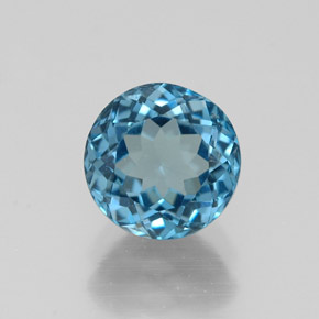 Topazio naturale blu da 1,85 ct, taglio rotondo, VVS-VS