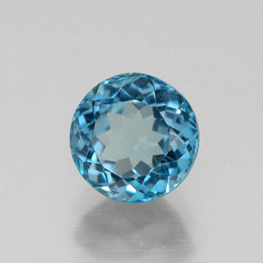 Topazio naturale blu da 1,85 ct, taglio rotondo, VVS-VS