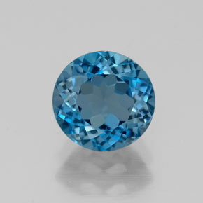 Topazio naturale blu da 1,72 ct, taglio rotondo, VS