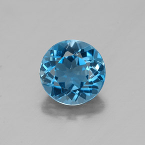 Topazio naturale blu da 1,46 ct, taglio rotondo, VVS