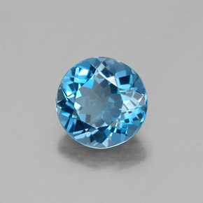 Topazio naturale blu da 1,46 ct, taglio rotondo, VVS