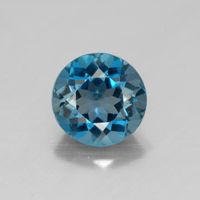 Topazio naturale blu da 1,55 ct, taglio rotondo, VVS-VS