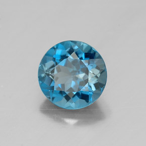 Topazio naturale blu da 1,55 ct, taglio rotondo, VVS-VS