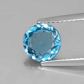 Topazio naturale blu da 1,40 ct, taglio rotondo, VVS