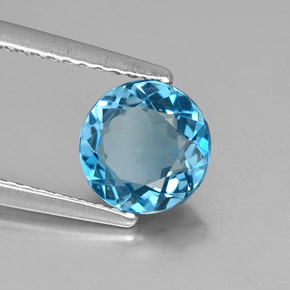 Topazio naturale blu da 1,40 ct, taglio rotondo, VVS