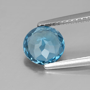 Topazio naturale blu da 1,40 ct, taglio rotondo, VVS