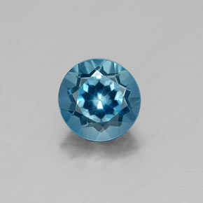 Topazio naturale blu da 1,06 ct, taglio rotondo, VVS