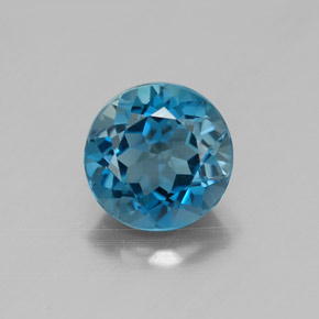 Topazio naturale blu da 1,56 ct, taglio rotondo, VVS