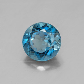Topazio naturale blu da 1,56 ct, taglio rotondo, VVS