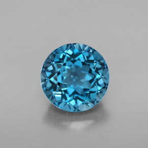 Topazio naturale blu da 2,60 ct, taglio rotondo, VVS