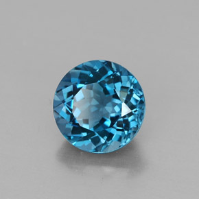 Topazio naturale blu da 2,60 ct, taglio rotondo, VVS