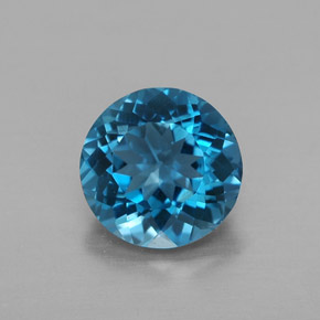 Topazio naturale blu da 2,38 ct, taglio rotondo, VVS-VS