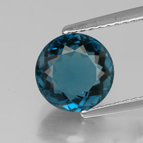 Topazio naturale blu da 2,51 ct, taglio rotondo, VVS-VS