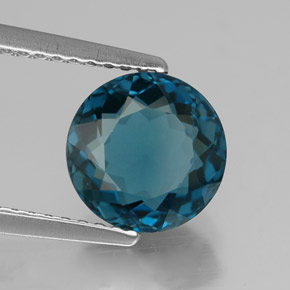 Topazio naturale blu da 2,51 ct, taglio rotondo, VVS-VS