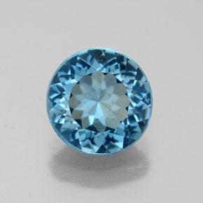 Topazio naturale blu da 2,00 ct, taglio rotondo, VVS-VS
