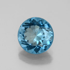 Topazio naturale blu da 2,00 ct, taglio rotondo, VVS-VS
