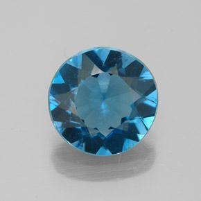 Topazio naturale blu da 1,98 ct, taglio rotondo, VVS-VS
