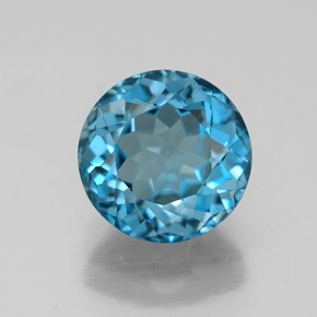 Topazio naturale blu da 2,46 ct, taglio rotondo, VVS-VS