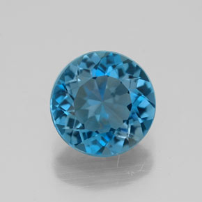 Topazio naturale blu da 2,10 ct, taglio rotondo, VVS-VS