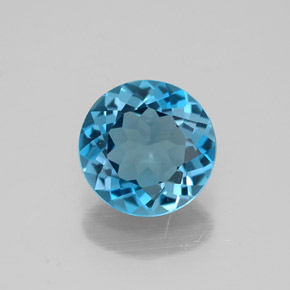 Topazio naturale blu da 1,46 ct, taglio rotondo, VVS