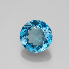 Topazio naturale blu da 1,46 ct, taglio rotondo, VVS