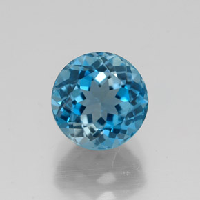 Topazio naturale blu da 2,20 ct, taglio rotondo, VVS