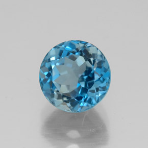 Topazio naturale blu da 2,20 ct, taglio rotondo, VVS
