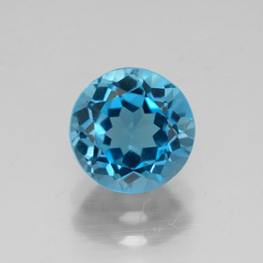 Topazio naturale blu da 1,76 ct, taglio rotondo, VVS