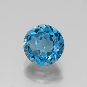 Topazio naturale blu da 1,76 ct, taglio rotondo, VVS