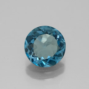 Topazio naturale blu da 1,38 ct, taglio rotondo, VVS