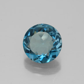 Topazio naturale blu da 1,38 ct, taglio rotondo, VVS