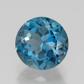 Topazio naturale blu da 1,65 ct, taglio rotondo, VVS