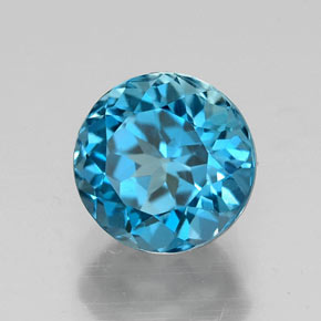 Topazio naturale blu da 1,92 ct, taglio rotondo, VS