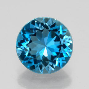 Topazio naturale blu da 2,16 ct, taglio rotondo, VVS