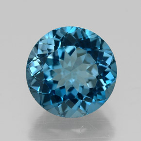 Topazio naturale blu da 2,40 ct, taglio rotondo, VVS