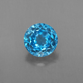 Topazio naturale blu da 1,83 ct, taglio rotondo, VS