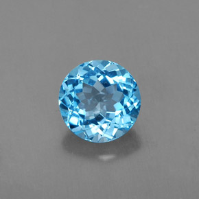 Topazio naturale blu da 1,64 ct, taglio rotondo, VVS