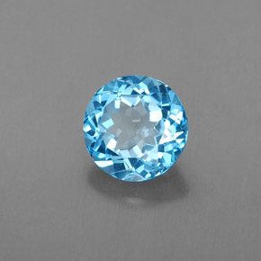 Topazio naturale blu da 1,64 ct, taglio rotondo, VVS
