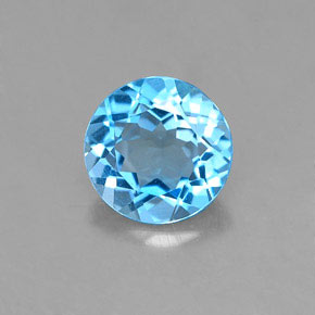 Topazio naturale blu da 1,37 ct, taglio rotondo, VVS-VS