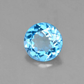 Topazio naturale blu da 1,37 ct, taglio rotondo, VVS-VS