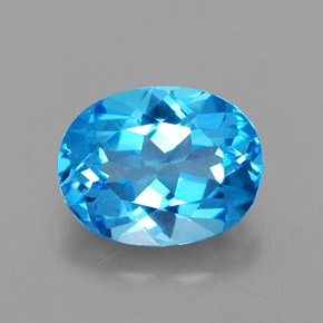 Topazio naturale blu da 2,51 ct, taglio ovale, VVS