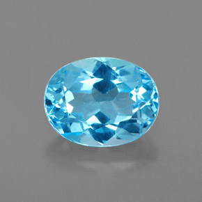 Topazio naturale blu da 2,51 ct, taglio ovale, VVS