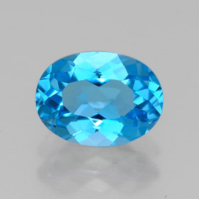 Topazio naturale blu da 1,53 ct, taglio ovale, VVS