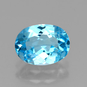 Topazio naturale blu da 1,47 ct, taglio ovale, VVS