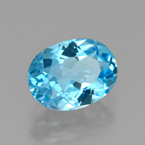 Topazio naturale blu da 1,47 ct, taglio ovale, VVS