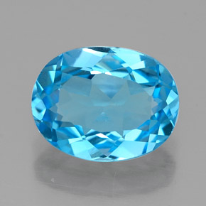 Topazio naturale blu da 2,18 ct, taglio ovale, VVS