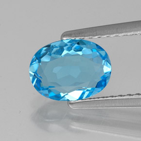 Topazio naturale blu da 1,36 ct, taglio ovale, VVS
