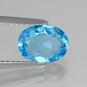 Topazio naturale blu da 1,36 ct, taglio ovale, VVS