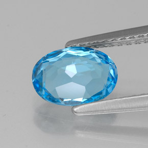 Topazio naturale blu da 1,36 ct, taglio ovale, VVS